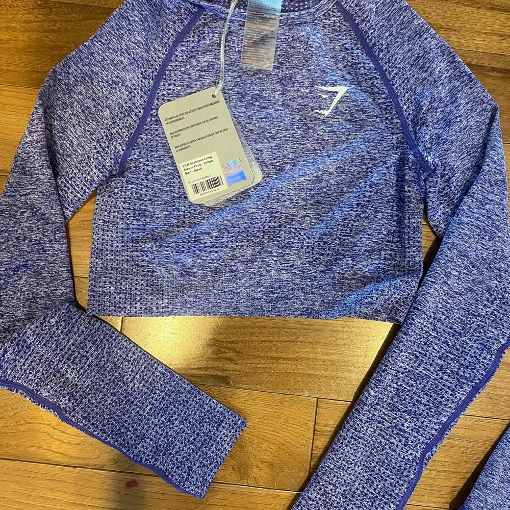 Heather Purple Gymshark 2 piece cropped top leggings Activewear Set Small S - Picture 2 of 4